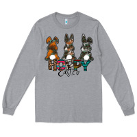 Heather Grey Hoppy Easter Long Sleeve Tee - CowhideDigitalArt