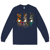 Navy Hoppy Easter Long Sleeve Tee - CowhideDigitalArt