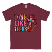 Burgundy love like jesus Classic Tee - OliviaCreatesArt