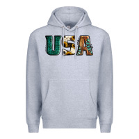 Heather Grey usa basic bold font western Premium Hoodie - Jasminsmagicworld