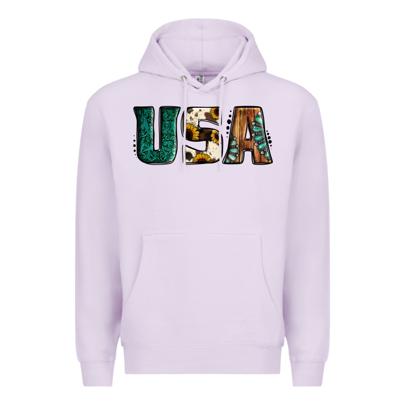 Usa Basic Bold Font Western Premium Hoodie by Jasminsmagicworld | Teevron