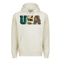 Oatmeal Heather usa basic bold font western Premium Hoodie - Jasminsmagicworld
