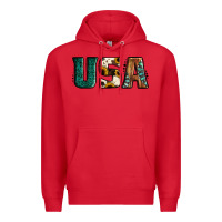 Red usa basic bold font western Premium Hoodie - Jasminsmagicworld