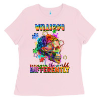 Bubblegum Pink Autism seeing in the world differently Ladies Tee - FaDigitalArtStudio