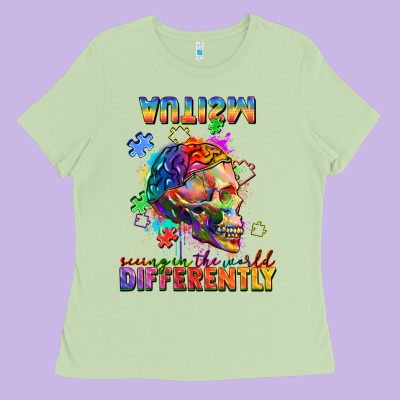 Autism Seeing In The World Differently Ladies Tee Designed By Fadigitalartstudio