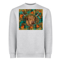 Heather Grey Western Fall Cow Heavyweight Sweatshirt - RanaPortraitStore