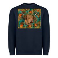 Navy Western Fall Cow Heavyweight Sweatshirt - RanaPortraitStore