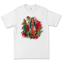 White Our Lady Of Guadalupe Mexican Flag Cactus Roses Premium Tee - FaDigitalArtStudio