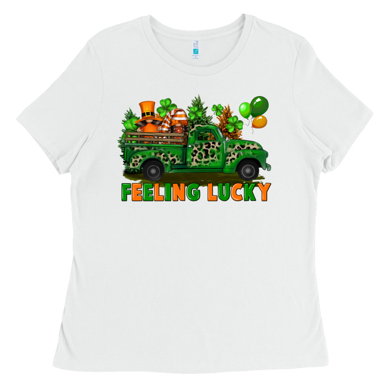 Feeling Lucky With Gnomes On Truck Ladies Tee by FaDigitalArtStudio | Teevron