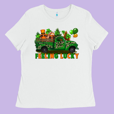 Feeling Lucky With Gnomes On Truck Ladies Tee Designed By Fadigitalartstudio