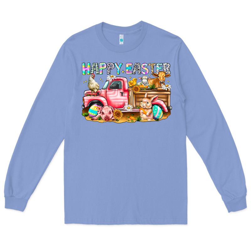 Happy Easter Animal Farm Truck Long Sleeve Tee by CowhideDigitalArt | Teevron