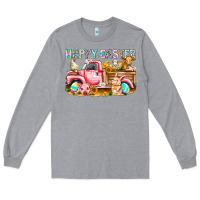 Heather Grey Happy Easter Animal Farm Truck Long Sleeve Tee - CowhideDigitalArt