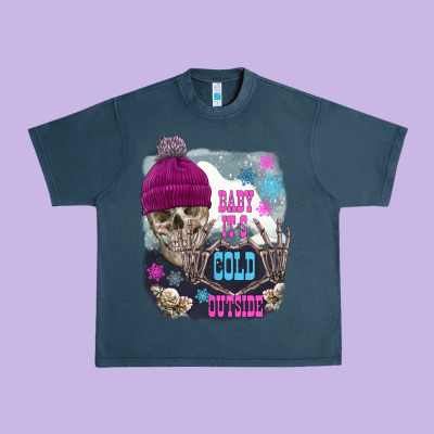 Skeleton Baby It's Cold Outside Urban Heavy Tee Designed By Fadigitalartstudio