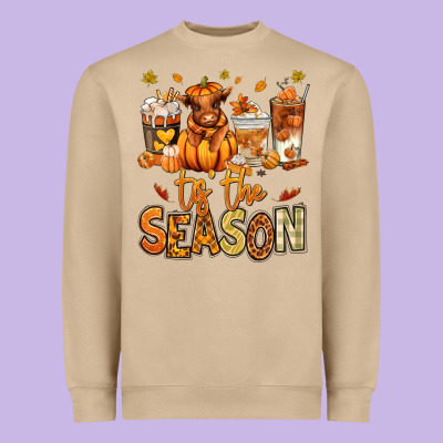 Tis' The Season Fall Heifer Coffee Cups Heavyweight Sweatshirt Designed By Ranaportraitstore