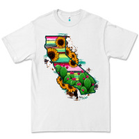 White California Map Sunflower Cactus Serape Premium Tee - RanaPortraitStore