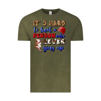 Vintage Olive It's Hard To Beat A Person Who Never Gives Up Vintage Tee - BundleAndBundleShop