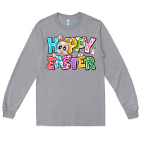 Heather Grey Hoppy Easter Long Sleeve Tee - CowhideDigitalArt