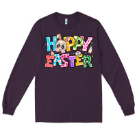 Plum Hoppy Easter Long Sleeve Tee - CowhideDigitalArt