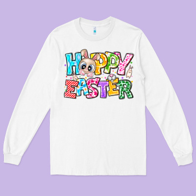 Hoppy Easter Long Sleeve Tee Designed By Cowhidedigitalart