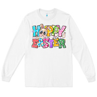 White Hoppy Easter Long Sleeve Tee - CowhideDigitalArt