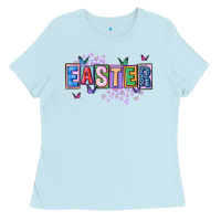 Baby Blue easter with leopard Ladies Tee - FaDigitalArtStudio