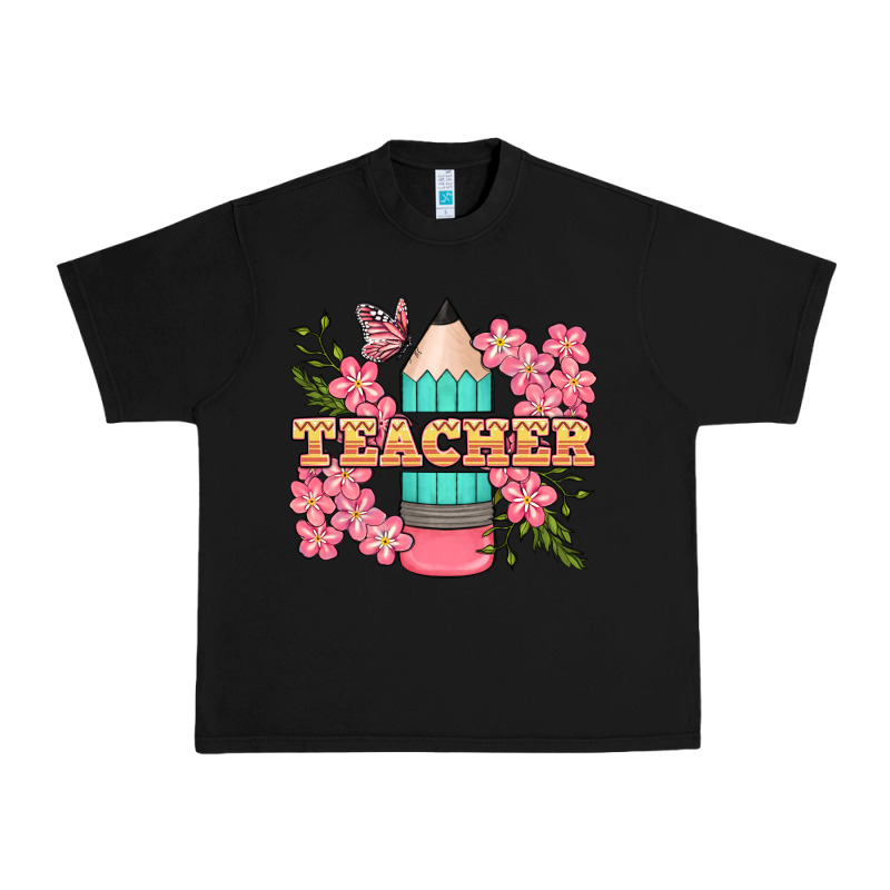Teacher Floral Pencil Urban Heavy Tee by BundleAndBundleShop | Teevron
