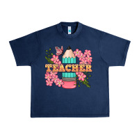 Navy teacher floral pencil Urban Heavy Tee - BundleAndBundleShop