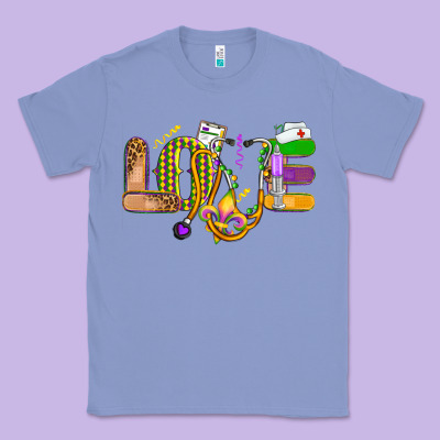 Love Nurse Mardi Gras Classic Tee Designed By Oliviacreatesart