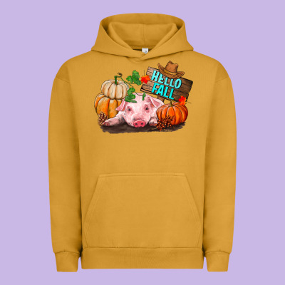 Hello Fall Pig Urban Hoodie Designed By Ranaportraitstore