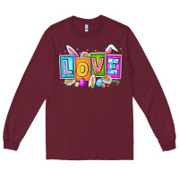 Burgundy Love Easter Long Sleeve Tee - CowhideDigitalArt