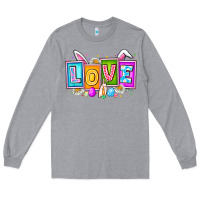 Heather Grey Love Easter Long Sleeve Tee - CowhideDigitalArt