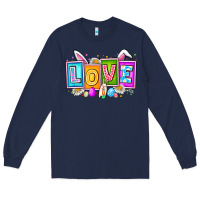 Navy Love Easter Long Sleeve Tee - CowhideDigitalArt