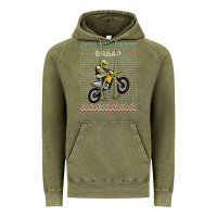 Vintage Olive christmas motorcycle motocross braap dirt bike xmas Vintage Hoodie - linhVisuals