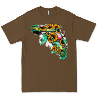 Cacao Florida Map Sunflower Cactus Serape Premium Tee - RanaPortraitStore