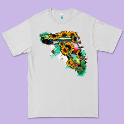Florida Map Sunflower Cactus Serape Premium Tee Designed By Ranaportraitstore