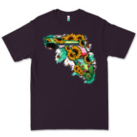 Plum Florida Map Sunflower Cactus Serape Premium Tee - RanaPortraitStore