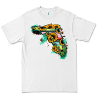 White Florida Map Sunflower Cactus Serape Premium Tee - RanaPortraitStore