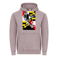Vintage Zinc lacrosse player maryland flag lax lacrosse stick retro Vintage Hoodie - linhVisuals
