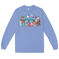 Colony Blue Happy Easter Bunny Long Sleeve Tee - CowhideDigitalArt