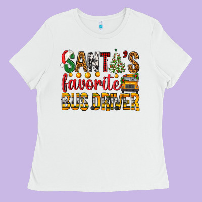 Santa's Favorite Bus Driver Ladies Tee Designed By Bundleandbundleshop