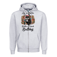 Heather Grey life is better with a french bulldog Zipper Hoodie - JahusDesignShop