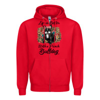 Red life is better with a french bulldog Zipper Hoodie - JahusDesignShop