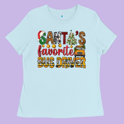 Santa's Favorite Bus Driver Ladies Tee Designed By Bundleandbundleshop