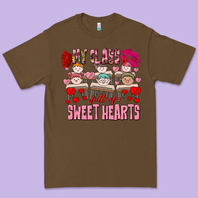 Valentine's Day My Class Is Full Of Sweet Hearts Premium Tee Designed By Fadigitalartstudio