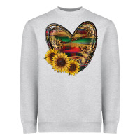 Heather Grey Sunflower Fall Heart Heavyweight Sweatshirt - RanaPortraitStore
