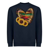 Navy Sunflower Fall Heart Heavyweight Sweatshirt - RanaPortraitStore