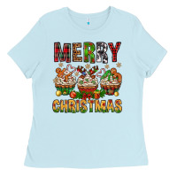Baby Blue merry christmas with cupcake bbs Ladies Tee - BundleAndBundleShop