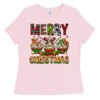 Bubblegum Pink merry christmas with cupcake bbs Ladies Tee - BundleAndBundleShop