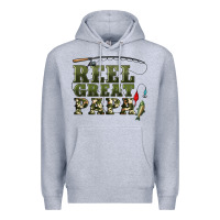 Heather Grey reel great papa Premium Hoodie - Artiststas