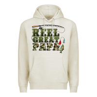 Oatmeal Heather reel great papa Premium Hoodie - Artiststas